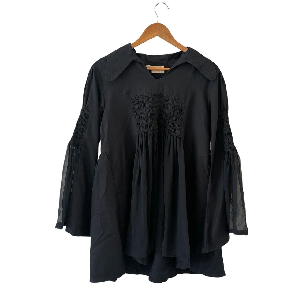 Bic Owen Silk‎ Tunic Top Womens M Black Sheer Whimsigoth Boho Festival